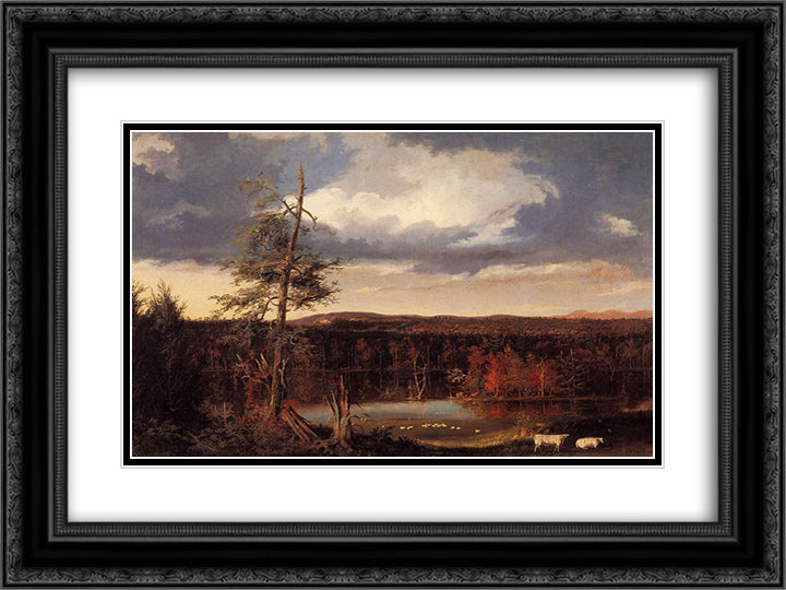 Landscape, the Seat of Mr Featherstonhaugh in the Distance 24x18 Black Ornate Wood Framed Art Print Poster with Double Matting by Cole, Thomas