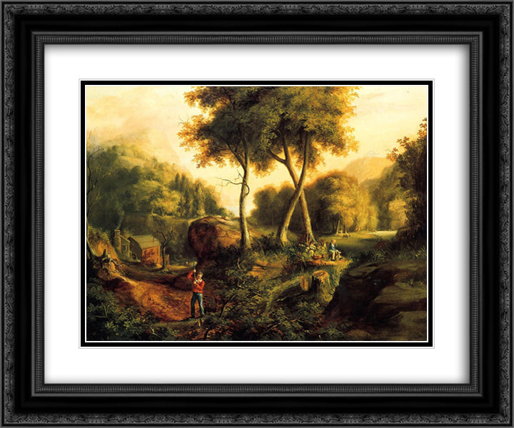 Landscape 24x20 Black Ornate Wood Framed Art Print Poster with Double Matting by Cole, Thomas