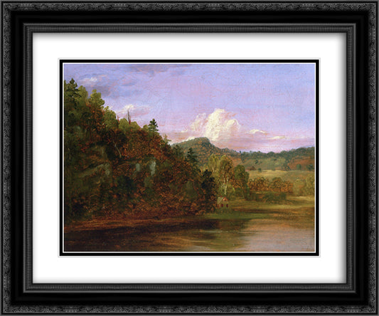 Landscape (American Lake in Summer) 24x20 Black Ornate Wood Framed Art Print Poster with Double Matting by Cole, Thomas