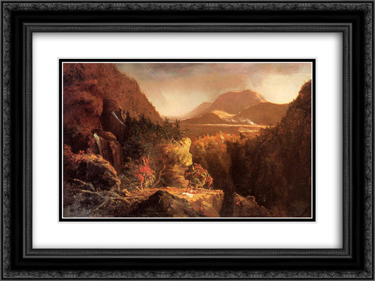 Landscape with Figures A Scene from The Last of the Mohicans 24x18 Black Ornate Wood Framed Art Print Poster with Double Matting by Cole, Thomas