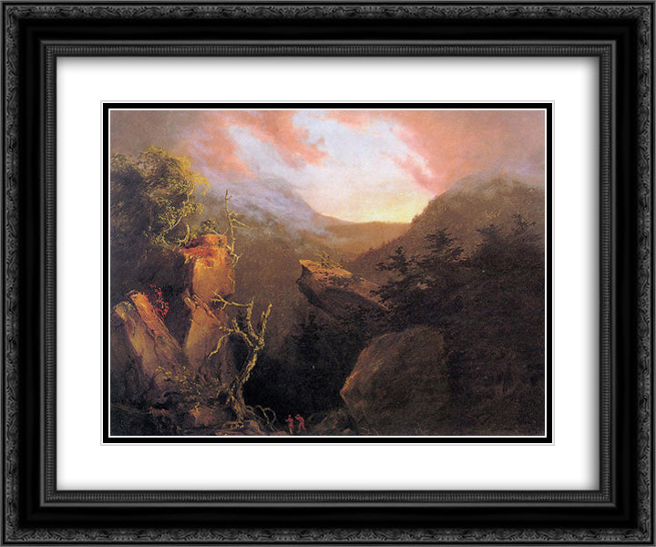 Mountain Sunrise 24x20 Black Ornate Wood Framed Art Print Poster with Double Matting by Cole, Thomas