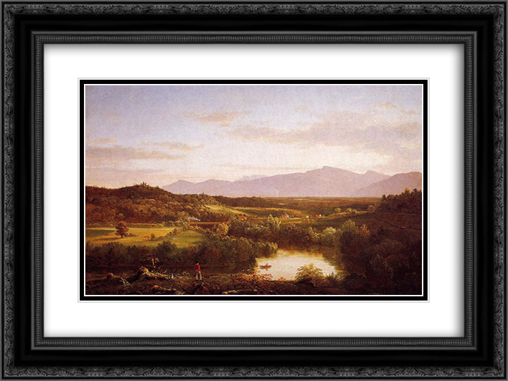 River in the Catskills 24x18 Black Ornate Wood Framed Art Print Poster with Double Matting by Cole, Thomas