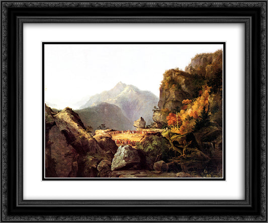 Scene from 'The Last of the Mohicans', by James Fenimore Cooper 24x20 Black Ornate Wood Framed Art Print Poster with Double Matting by Cole, Thomas