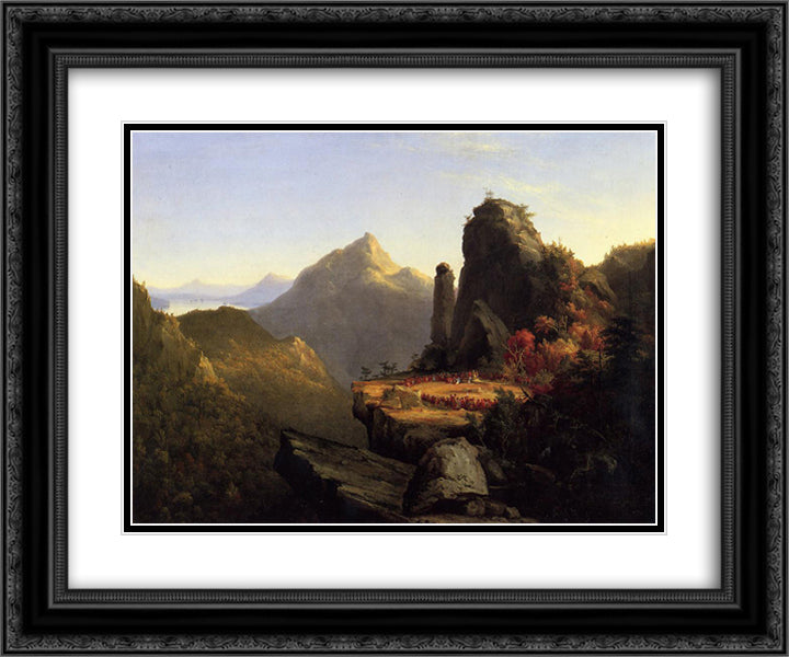 Scene from The Last of the Mohicans Cora Kneeling at the Feet of Tanemund 24x20 Black Ornate Wood Framed Art Print Poster with Double Matting by Cole, Thomas