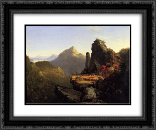 Scene from The Last of the Mohicans Cora Kneeling at the Feet of Tanemund 24x20 Black Ornate Wood Framed Art Print Poster with Double Matting by Cole, Thomas