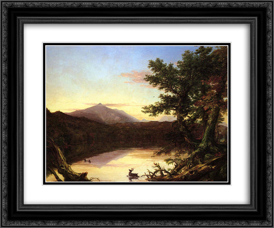 Schroon Lake 24x20 Black Ornate Wood Framed Art Print Poster with Double Matting by Cole, Thomas