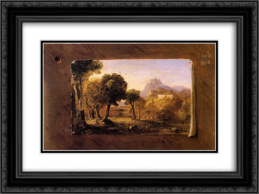 Study for Dream of Arcadia 24x18 Black Ornate Wood Framed Art Print Poster with Double Matting by Cole, Thomas