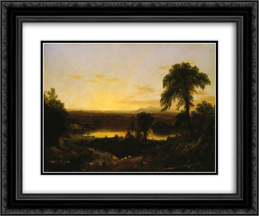 Summer Twilight. A Recollection of a Scene in New England 24x20 Black Ornate Wood Framed Art Print Poster with Double Matting by Cole, Thomas