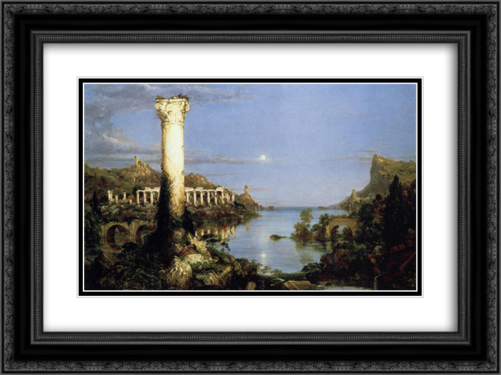 The Course of Empire Desolation 24x18 Black Ornate Wood Framed Art Print Poster with Double Matting by Cole, Thomas