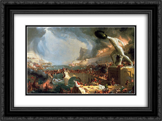 The Course of Empire Destruction 24x18 Black Ornate Wood Framed Art Print Poster with Double Matting by Cole, Thomas