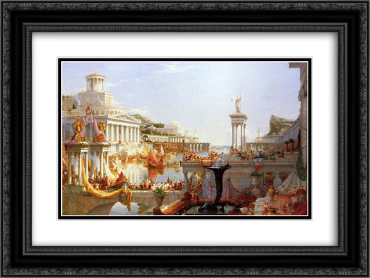 The Course of Empire The Consummation of the Empire 24x18 Black Ornate Wood Framed Art Print Poster with Double Matting by Cole, Thomas