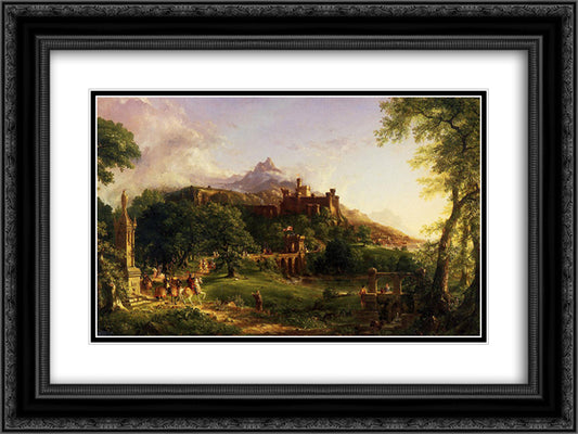 The Departure 24x18 Black Ornate Wood Framed Art Print Poster with Double Matting by Cole, Thomas