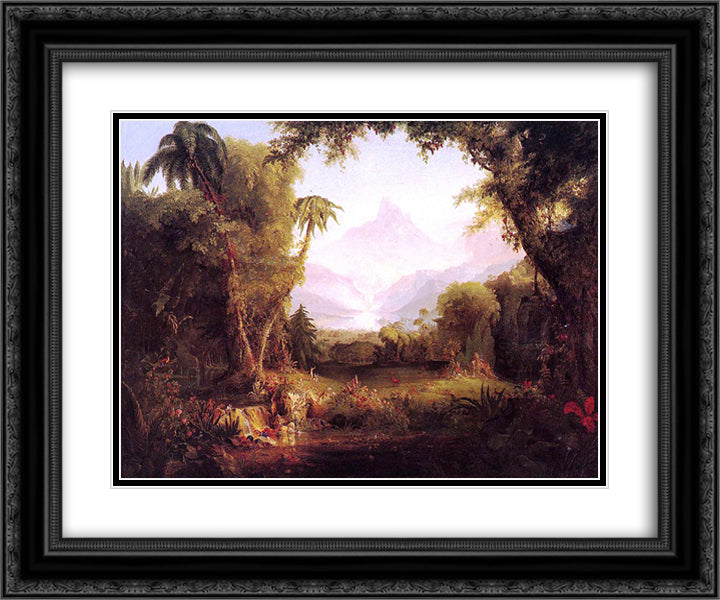 The Garden of Eden 24x20 Black Ornate Wood Framed Art Print Poster with Double Matting by Cole, Thomas