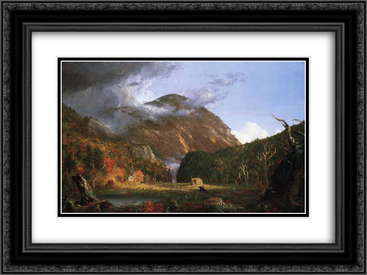 The Notch of the White Mountains (Crawford Notch) 24x18 Black Ornate Wood Framed Art Print Poster with Double Matting by Cole, Thomas