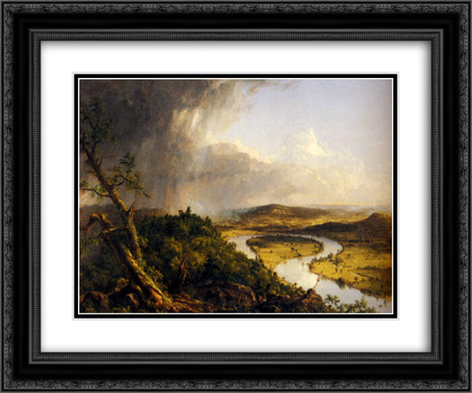 The Oxbow (the Connecticut River near Northampton) 24x20 Black Ornate Wood Framed Art Print Poster with Double Matting by Cole, Thomas