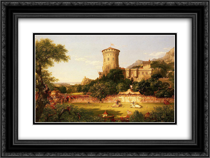 The Past 24x18 Black Ornate Wood Framed Art Print Poster with Double Matting by Cole, Thomas