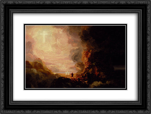 The Pilgrim of the Cross at the End of His Journey (part of the series The Cross and the World) 24x18 Black Ornate Wood Framed Art Print Poster with Double Matting by Cole, Thomas