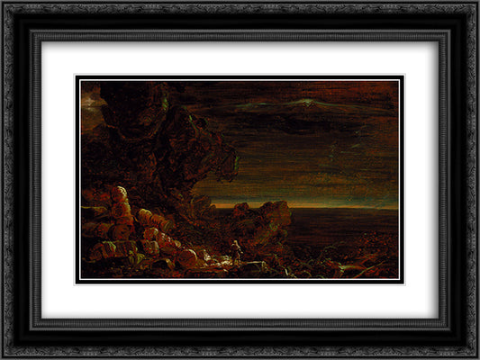 The Pilgrim of the World at the End of His Journey (part of the series The Cross and the World) 24x18 Black Ornate Wood Framed Art Print Poster with Double Matting by Cole, Thomas