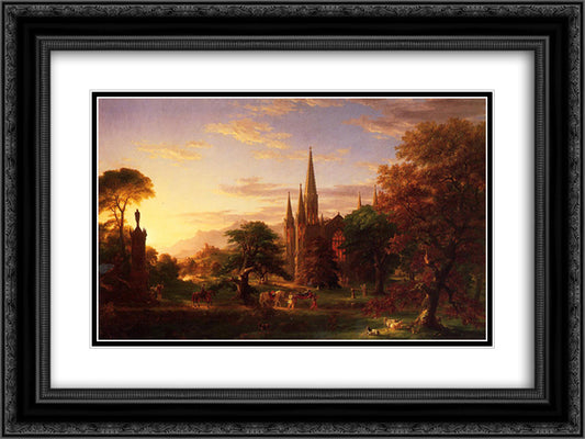 The Return 24x18 Black Ornate Wood Framed Art Print Poster with Double Matting by Cole, Thomas