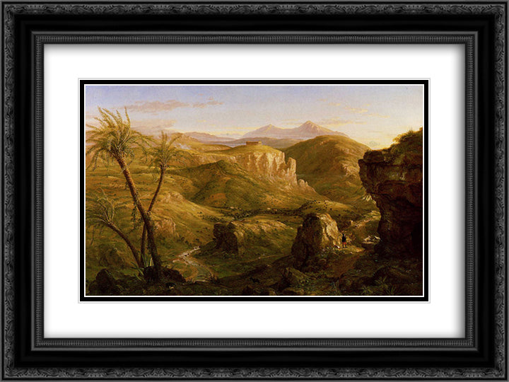 The Vale and Temple of Segeste, Sicily 24x18 Black Ornate Wood Framed Art Print Poster with Double Matting by Cole, Thomas