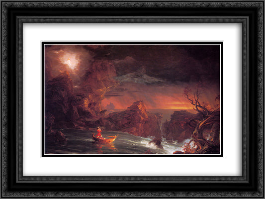 The Voyage of Life Manhood 24x18 Black Ornate Wood Framed Art Print Poster with Double Matting by Cole, Thomas