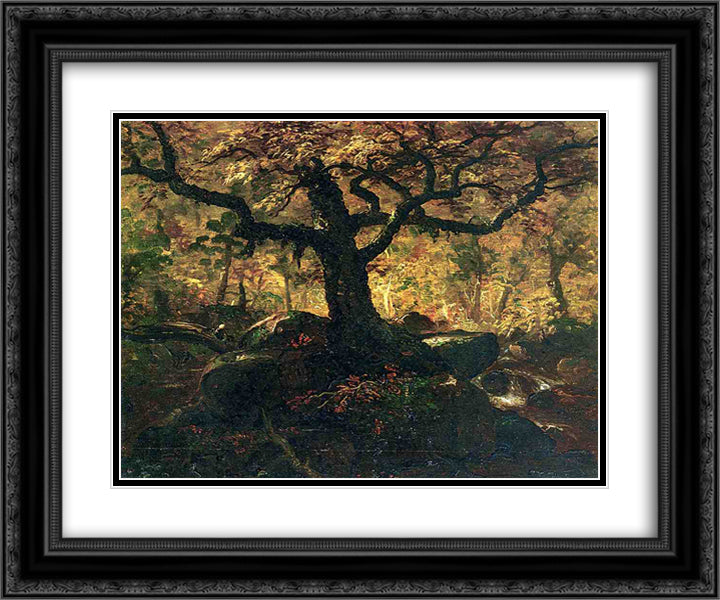 Tree in the Catskills 24x20 Black Ornate Wood Framed Art Print Poster with Double Matting by Cole, Thomas