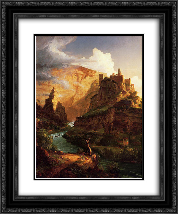 Valley of the Vaucluse 20x24 Black Ornate Wood Framed Art Print Poster with Double Matting by Cole, Thomas