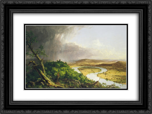 View from Mount Holyoke 24x18 Black Ornate Wood Framed Art Print Poster with Double Matting by Cole, Thomas