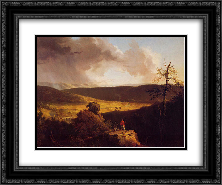 View of L`Esperance on the Schoharie River 24x20 Black Ornate Wood Framed Art Print Poster with Double Matting by Cole, Thomas