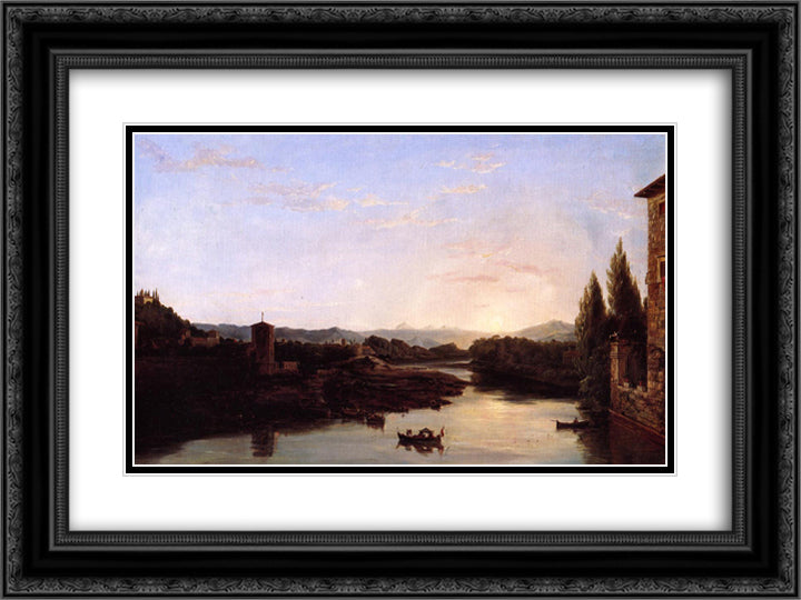 View of the Arno 24x18 Black Ornate Wood Framed Art Print Poster with Double Matting by Cole, Thomas