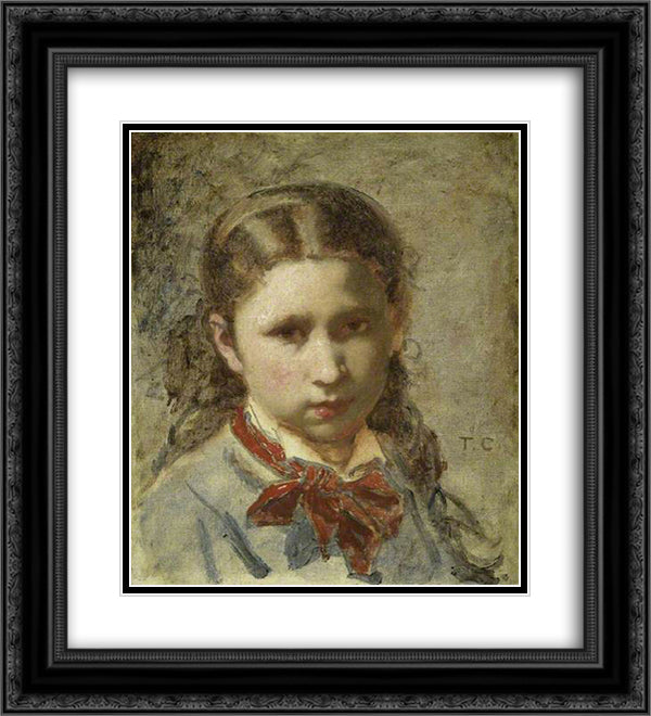 A Girl's Head 20x22 Black Ornate Wood Framed Art Print Poster with Double Matting by Couture, Thomas