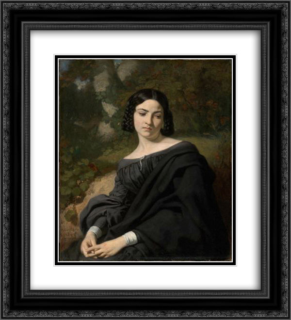 A Widow 20x22 Black Ornate Wood Framed Art Print Poster with Double Matting by Couture, Thomas