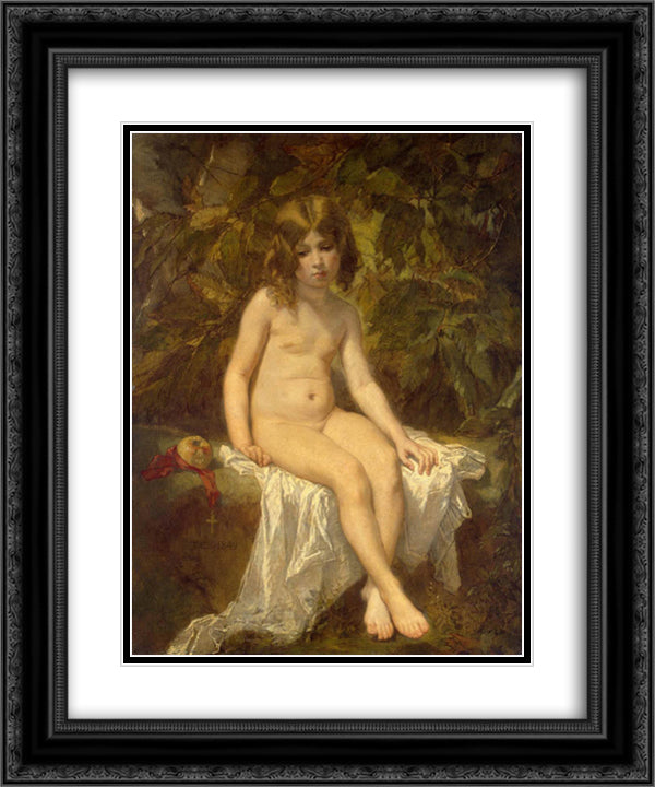 Little Bather 20x24 Black Ornate Wood Framed Art Print Poster with Double Matting by Couture, Thomas