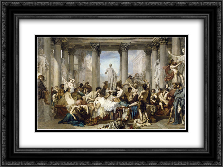 Romans in the Decadence of the Empire 24x18 Black Ornate Wood Framed Art Print Poster with Double Matting by Couture, Thomas