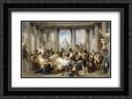 Romans in the Decadence of the Empire 24x18 Black Ornate Wood Framed Art Print Poster with Double Matting by Couture, Thomas