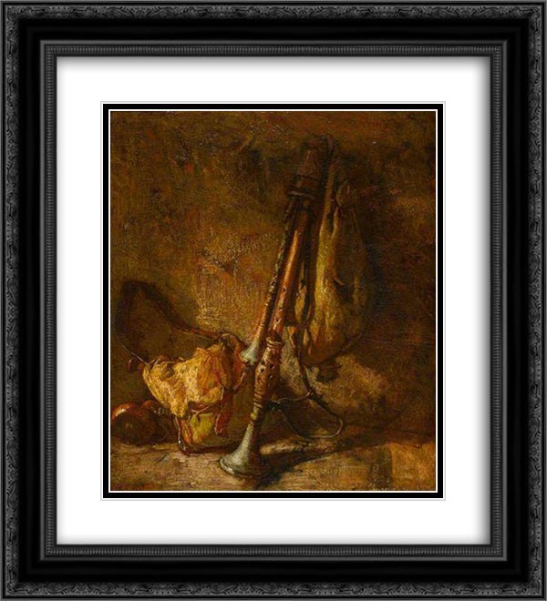 Still Life with a Cornemuse 20x22 Black Ornate Wood Framed Art Print Poster with Double Matting by Couture, Thomas