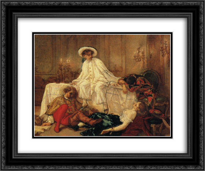 Supper After the Fancy Dress Ball 24x20 Black Ornate Wood Framed Art Print Poster with Double Matting by Couture, Thomas