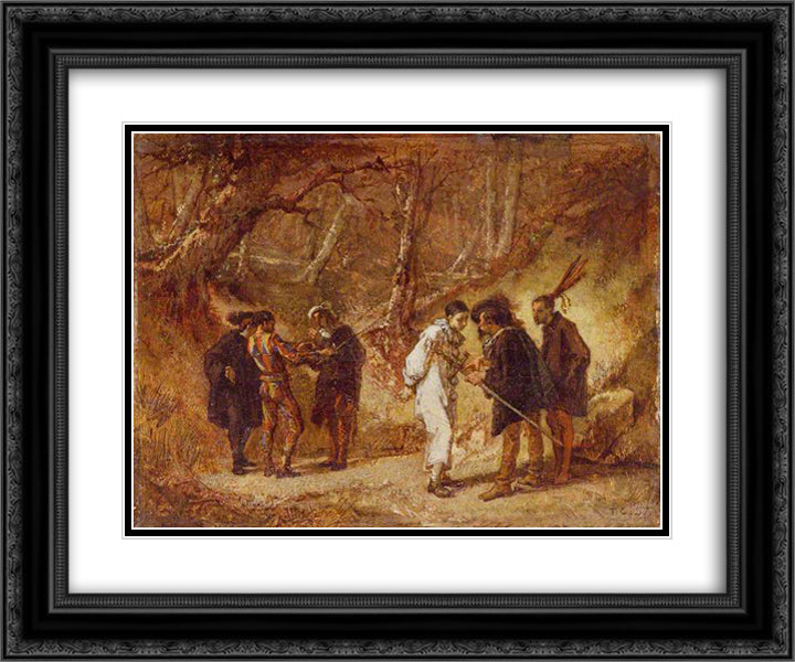 The Duel after the Masked Ball 24x20 Black Ornate Wood Framed Art Print Poster with Double Matting by Couture, Thomas