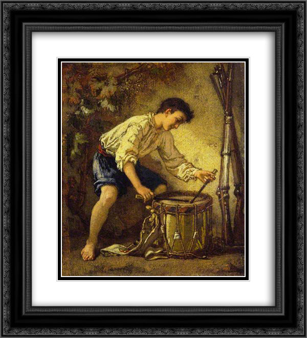 The Young Drummer 20x22 Black Ornate Wood Framed Art Print Poster with Double Matting by Couture, Thomas