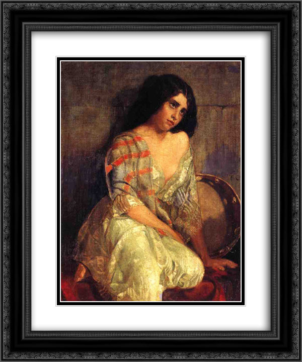 Tzigane (Gipsy Woman) 20x24 Black Ornate Wood Framed Art Print Poster with Double Matting by Couture, Thomas