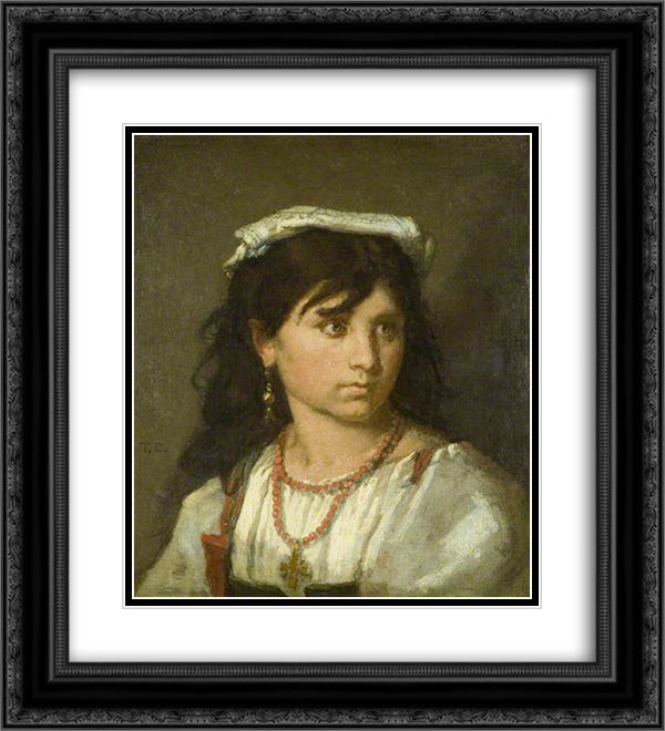 Young Italian Girl 20x22 Black Ornate Wood Framed Art Print Poster with Double Matting by Couture, Thomas