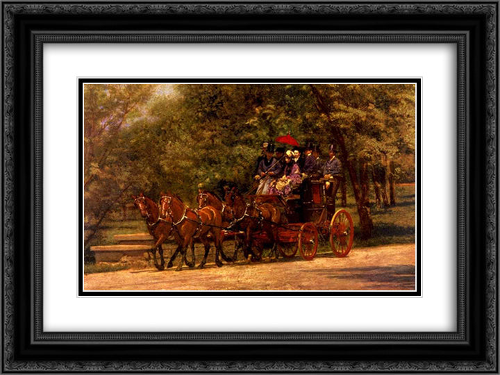 A May Morning in the Park ( The Fairman Robers Four in Hand) 24x18 Black Ornate Wood Framed Art Print Poster with Double Matting by Eakins, Thomas