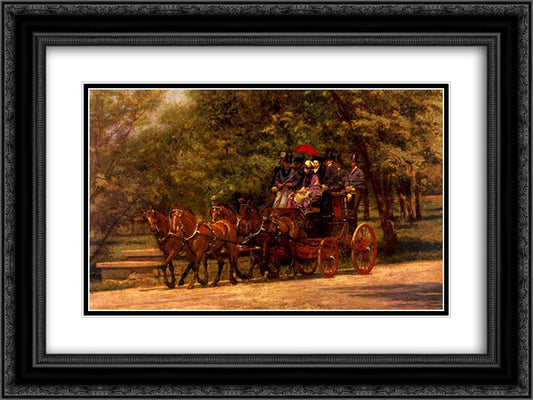 A May Morning in the Park ( The Fairman Robers Four in Hand) 24x18 Black Ornate Wood Framed Art Print Poster with Double Matting by Eakins, Thomas