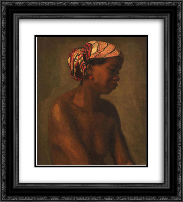 A Negress 20x22 Black Ornate Wood Framed Art Print Poster with Double Matting by Eakins, Thomas