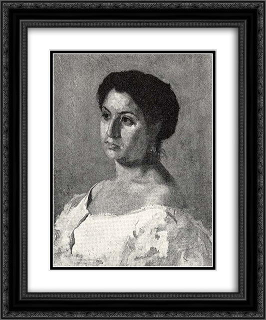 A Spanish Woman 20x24 Black Ornate Wood Framed Art Print Poster with Double Matting by Eakins, Thomas