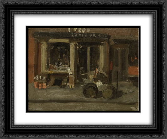 A Street Scene 24x20 Black Ornate Wood Framed Art Print Poster with Double Matting by Eakins, Thomas