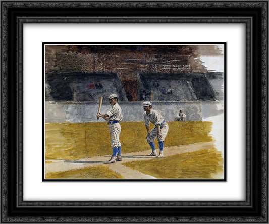 Baseball Players Practicing 24x20 Black Ornate Wood Framed Art Print Poster with Double Matting by Eakins, Thomas