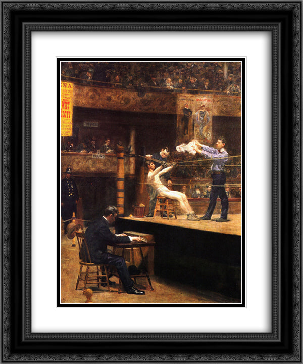 Between Rounds 20x24 Black Ornate Wood Framed Art Print Poster with Double Matting by Eakins, Thomas