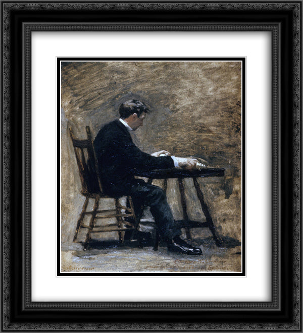 Between Rounds Study for the Timer 20x22 Black Ornate Wood Framed Art Print Poster with Double Matting by Eakins, Thomas