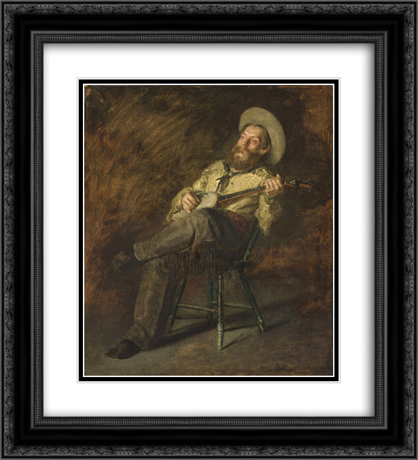 Cowboy Singing 20x22 Black Ornate Wood Framed Art Print Poster with Double Matting by Eakins, Thomas